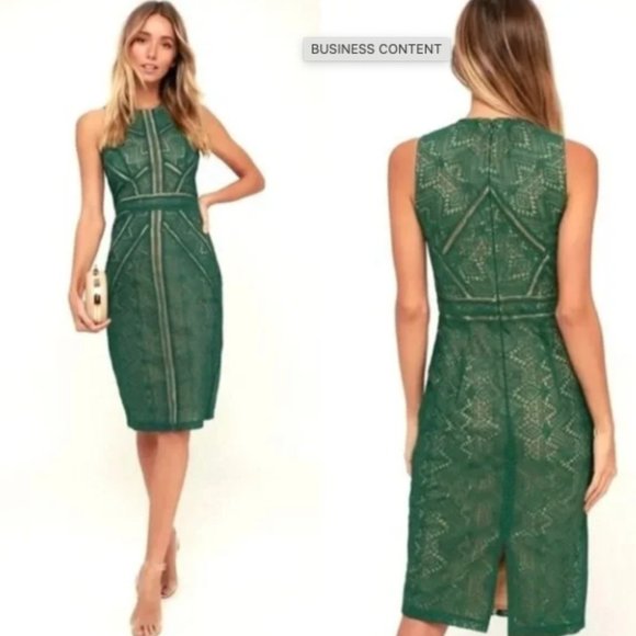 Bardot Dresses & Skirts - Bardot Green Lace Midi Dress